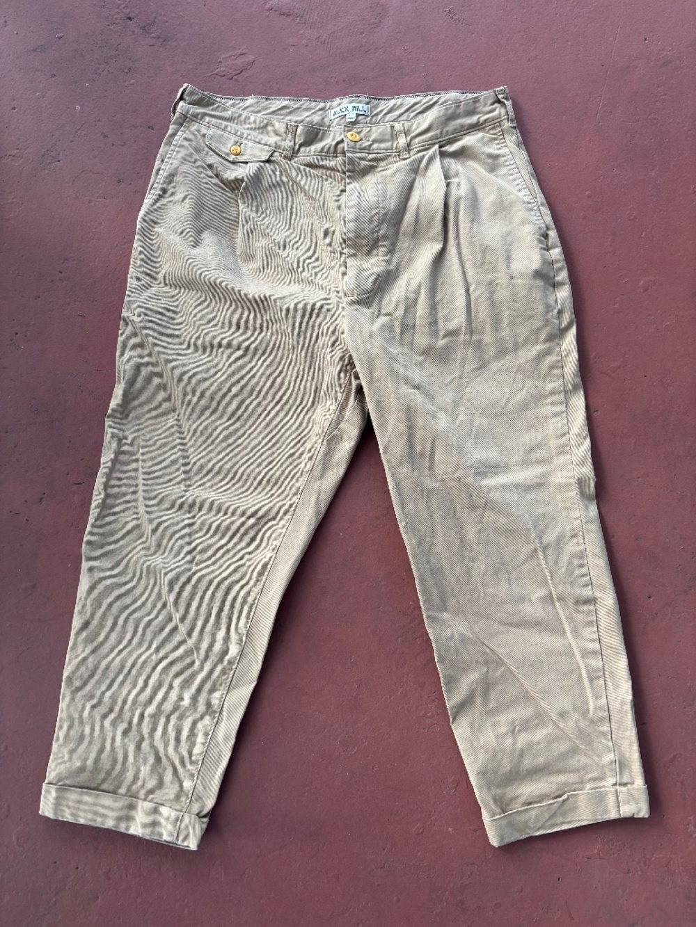 Alex Mill Men's Standard Pleated Chino Pants Khaki Tan Size 32x30 Cuffed Ivy